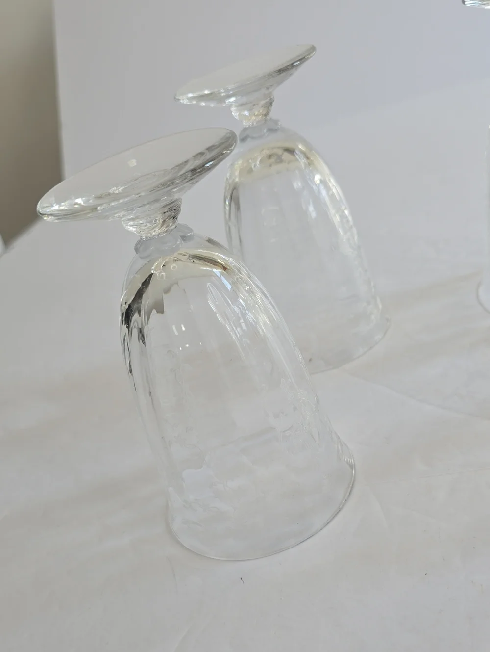 Vintage Fostoria Navarre Set Of 4 Etched Footed Glass Goblets